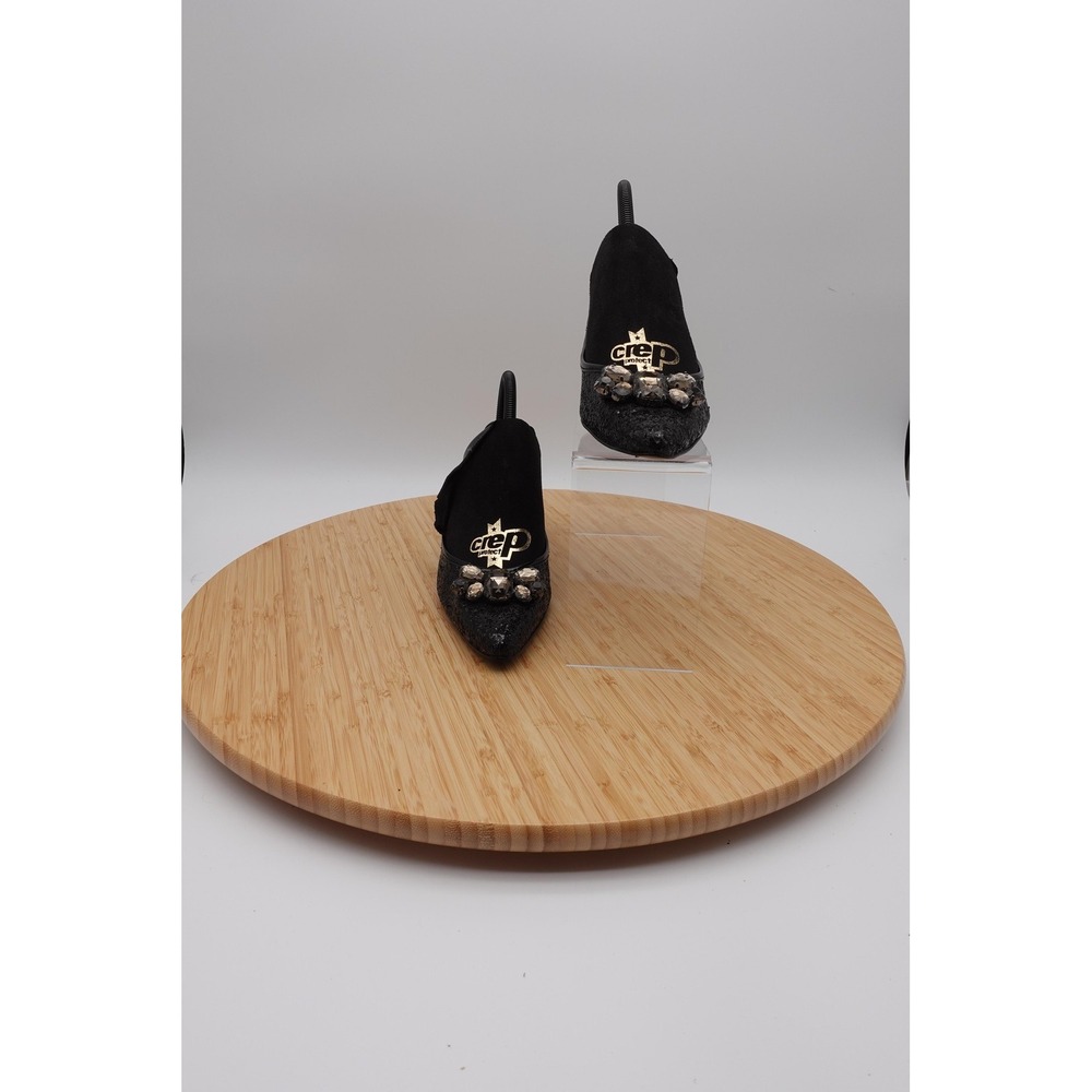 Colin Stuart Shoes Womens Size 7 Black Glitter Rhinestone Slingback Kitten Pumps - Picture 6 of 11